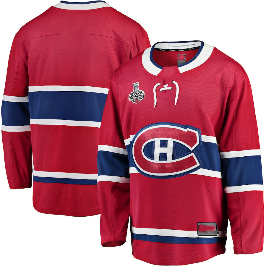 M.Canadiens Fanatics Branded Home 2021 Stanley Cup Final Bound Breakaway Jersey Red Stitched American Hockey Jerseys CustomName