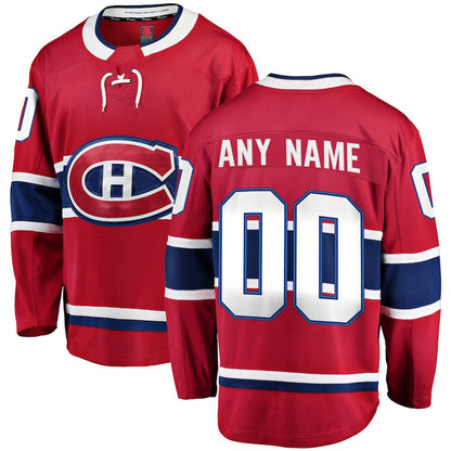 Custom M.Canadiens Fanatics Branded Home Breakaway  Red Stitched American Hockey Jerseys CustomName