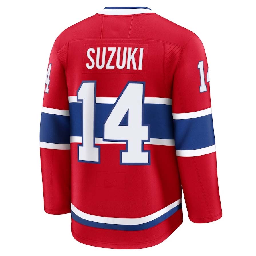M.Canadiens #14 Nick Suzuki Fanatics Home Premium Jersey - Red Stitched American Hockey Jerseys CustomName