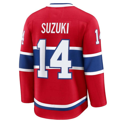 M.Canadiens #14 Nick Suzuki Fanatics Home Premium Jersey - Red Stitched American Hockey Jerseys CustomName