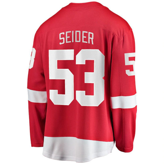 D.Red Wings #53 Moritz Seider Fanatics Branded Home Breakaway Player Jersey Red Stitched American Hockey Jerseys CustomName