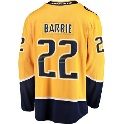 N.Predators #22 Tyson Barrie Fanatics Home Breakaway Jersey - Gold Stitched American Hockey Jerseys CustomName
