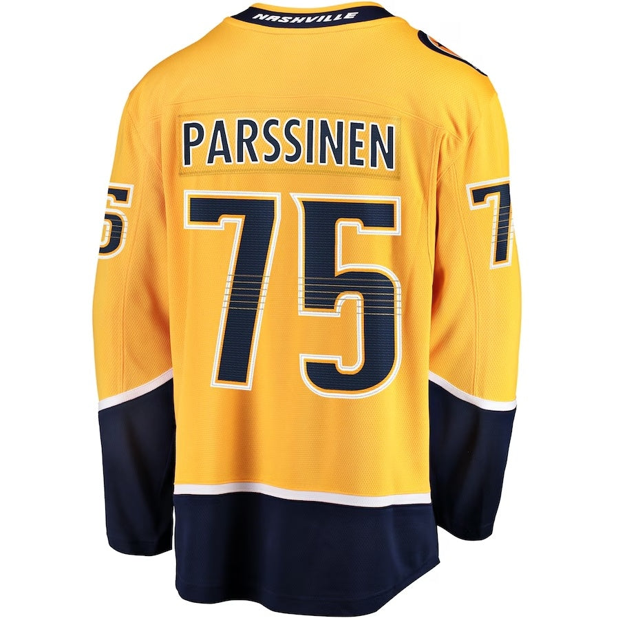 N.Predators #75 Juuso Parssinen Fanatics Home Breakaway Jersey - Gold Stitched American Hockey Jerseys CustomName
