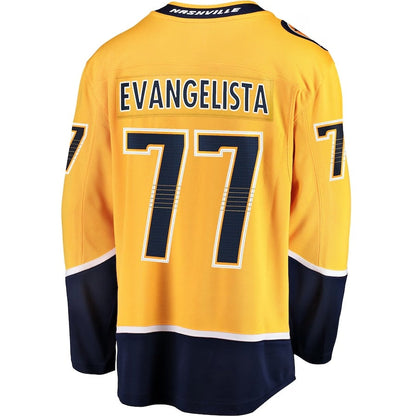 N.Predators #77 Luke Evangelista Fanatics Premier Breakaway Player Jersey - Gold Stitched American Hockey Jerseys CustomName