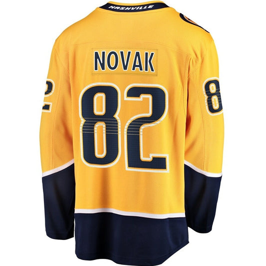 N.Predators #82 Tommy Novak Fanatics Home Breakaway Jersey - Gold Stitched American Hockey Jerseys CustomName