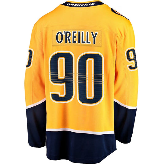 N.Predators #90 Ryan O'Reilly Fanatics Home Premier Breakaway Player Jersey - Gold Stitched American Hockey Jerseys CustomName
