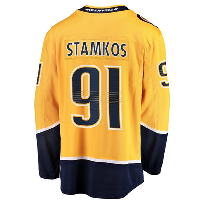 N.Predators #91 Steven Stamkos Fanatics Home Premier Breakaway Player Jersey - Gold Stitched American Hockey Jerseys CustomName