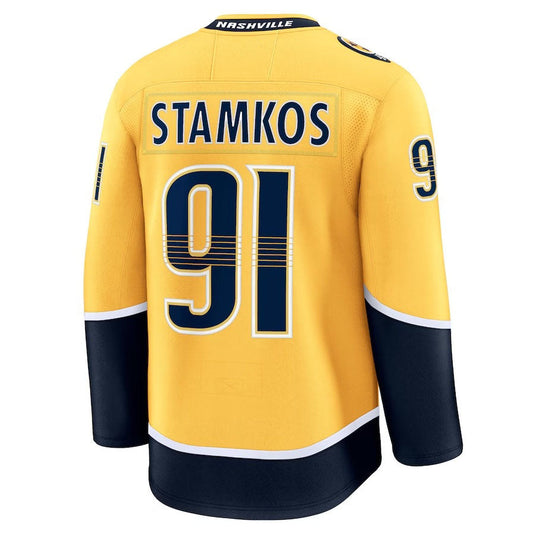 N.Predators #91 Steven Stamkos Fanatics Home Premium Jersey - Gold Stitched American Hockey Jerseys CustomName