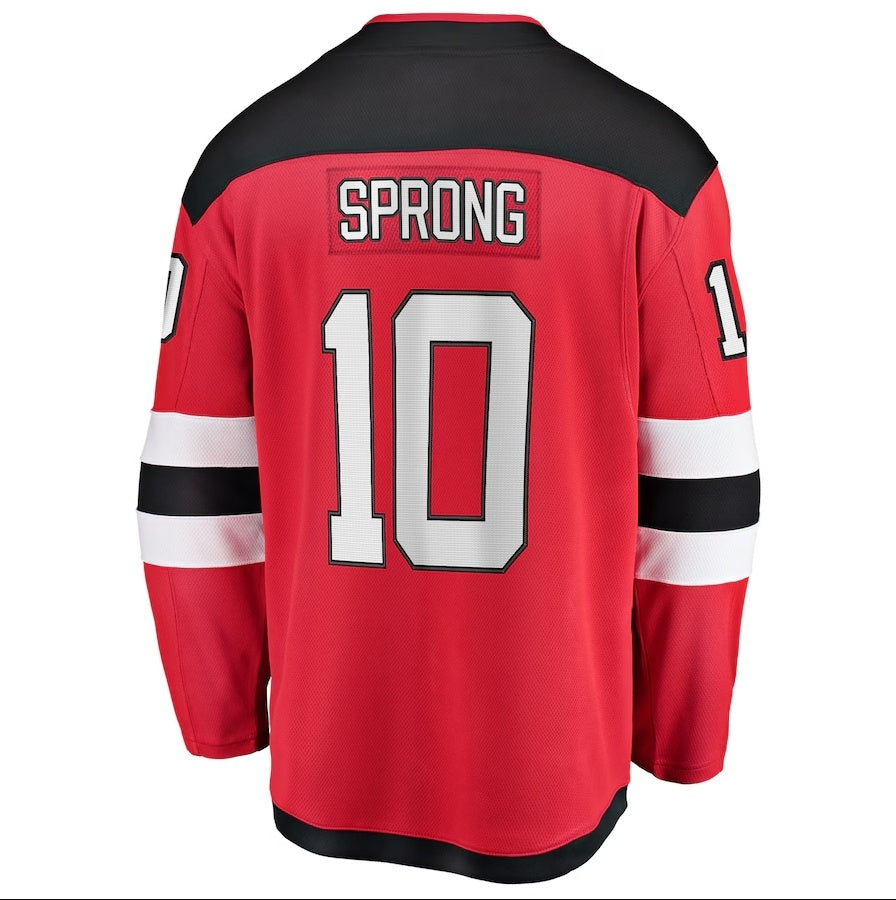 NJ.Devils #10 Daniel Sprong Fanatics Home Breakaway Jersey - Red Stitched American Hockey Jerseys CustomName