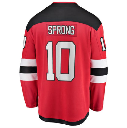 NJ.Devils #10 Daniel Sprong Fanatics Home Breakaway Jersey - Red Stitched American Hockey Jerseys CustomName