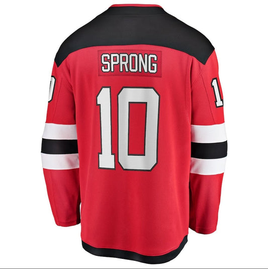 NJ.Devils #10 Daniel Sprong Fanatics Home Breakaway Jersey - Red Stitched American Hockey Jerseys CustomName