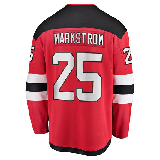 NJ.Devils #25 Jacob Markstrom Fanatics Home Premier Breakaway Player Jersey - Red Stitched American Hockey Jerseys CustomName