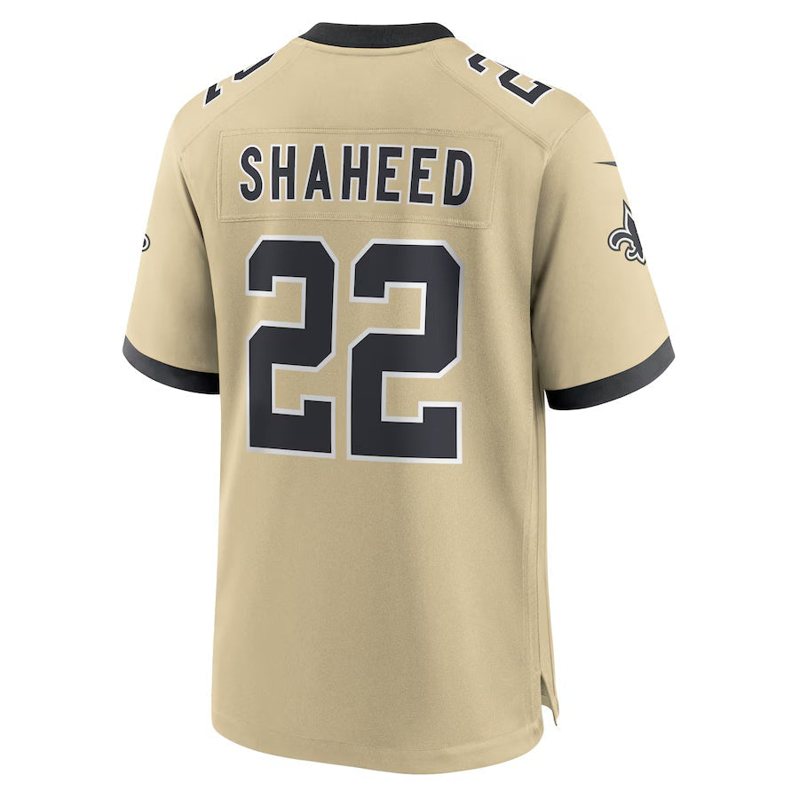 NO.Saints #22 Rashid Shaheed Gold Gameday Golds Alternate Game Player Stitched American Football Jersey