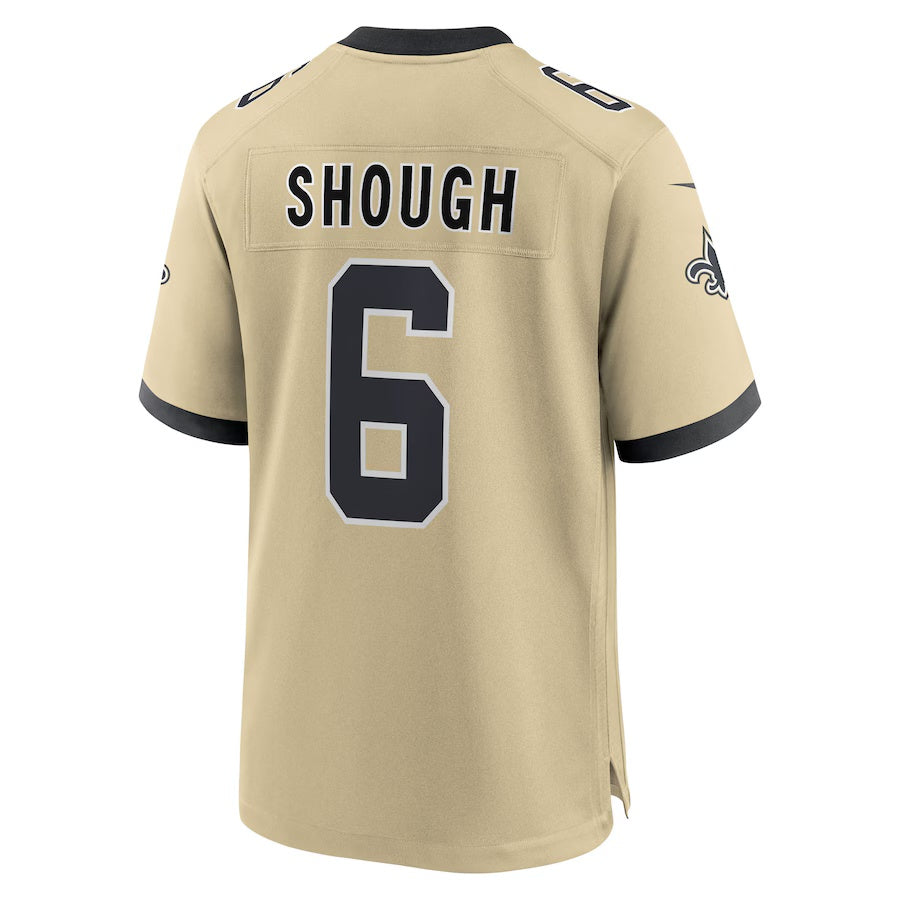 NO.Saints #6 Tyler Shough Gold Alternate Game Player Stitched American Football Jersey