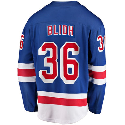 NY.Rangers #36 Anton Blidh Fanatics Home Breakaway Jersey - Blue Stitched American Hockey Jerseys CustomName