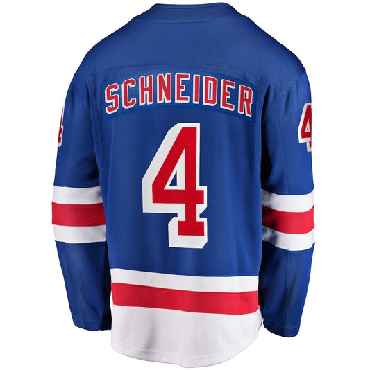 NY.Rangers #4 Braden Schneider Fanatics Home Premier Breakaway Player Jersey - Blue Stitched American Hockey Jerseys CustomName