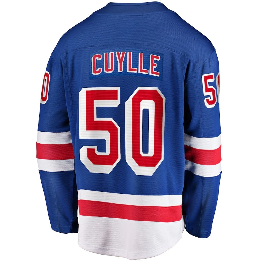 NY.Rangers #50 Will Cuylle Fanatics Home Premier Breakaway Player Jersey - Blue Stitched American Hockey Jerseys CustomName