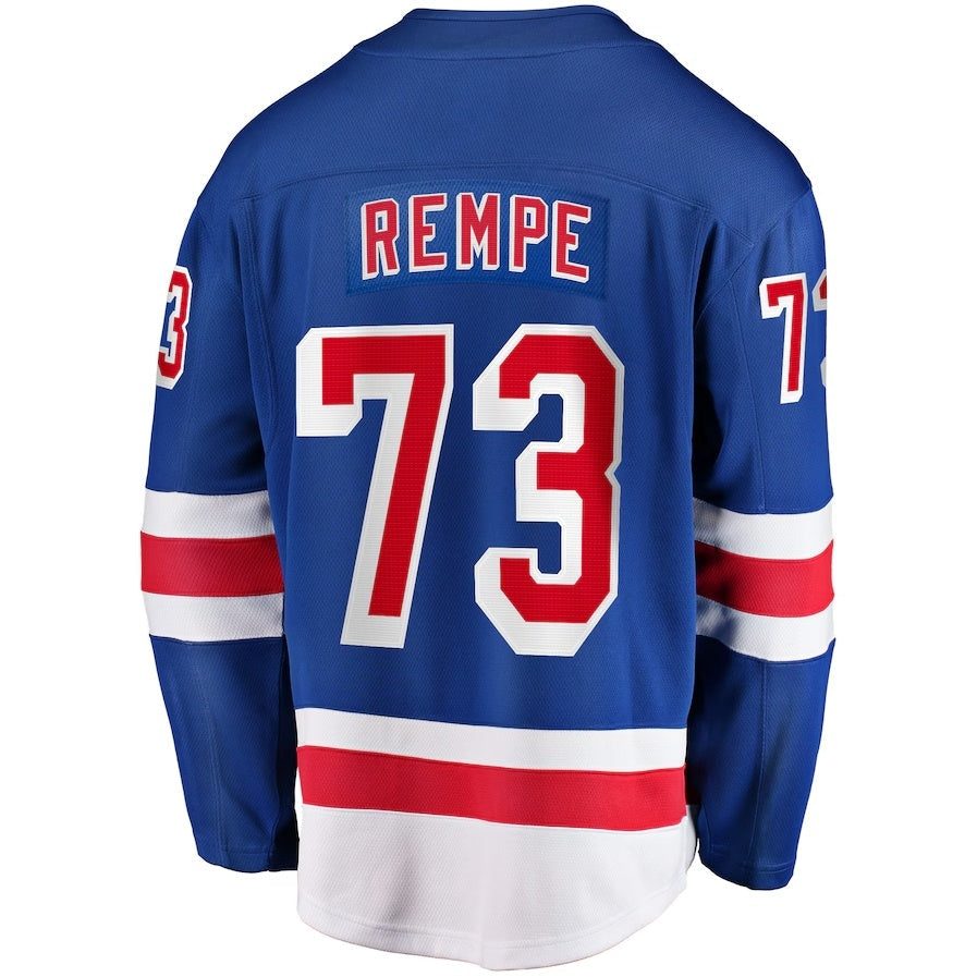 NY.Rangers #73 Matt Rempe Fanatics Home Breakaway Jersey - Blue Stitched American Hockey Jerseys CustomName