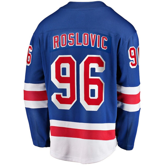 NY.Rangers #96 Jack Roslovic Fanatics Home Premier Breakaway Player Jersey - Blue Stitched American Hockey Jerseys CustomName
