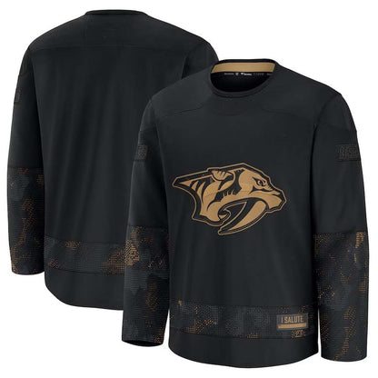 N.Predators Fanatics 2024 Military Appreciation Practice Jersey - Black Stitched American Hockey Jerseys CustomName