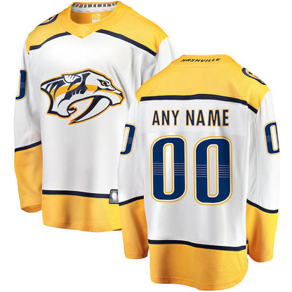 Custom N.Predators Fanatics Branded Away Breakaway White Stitched American Hockey Jerseys CustomName