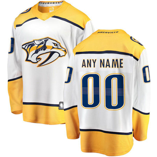 Custom N.Predators Fanatics Branded Away Breakaway White Stitched American Hockey Jerseys CustomName