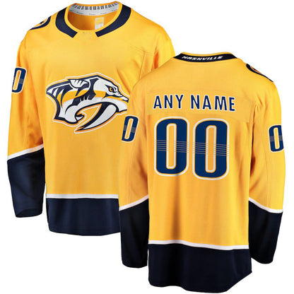 Custom N.Predators Fanatics Branded Home Breakaway  Gold Stitched American Hockey Jerseys CustomName