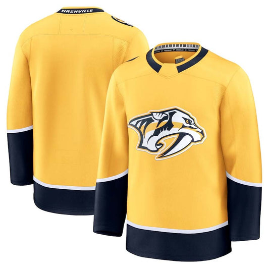 N.Predators Fanatics Home Premium Jersey - Yellow Stitched American Hockey Jerseys CustomName