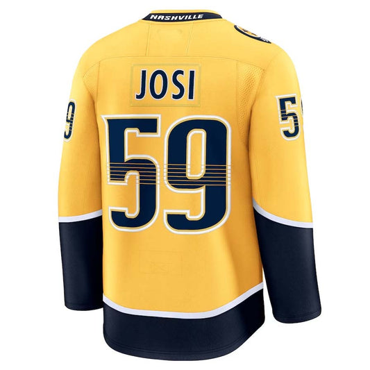 N.Predators #59 Roman Josi Fanatics Home Premium Jersey - Yellow Stitched American Hockey Jerseys CustomName
