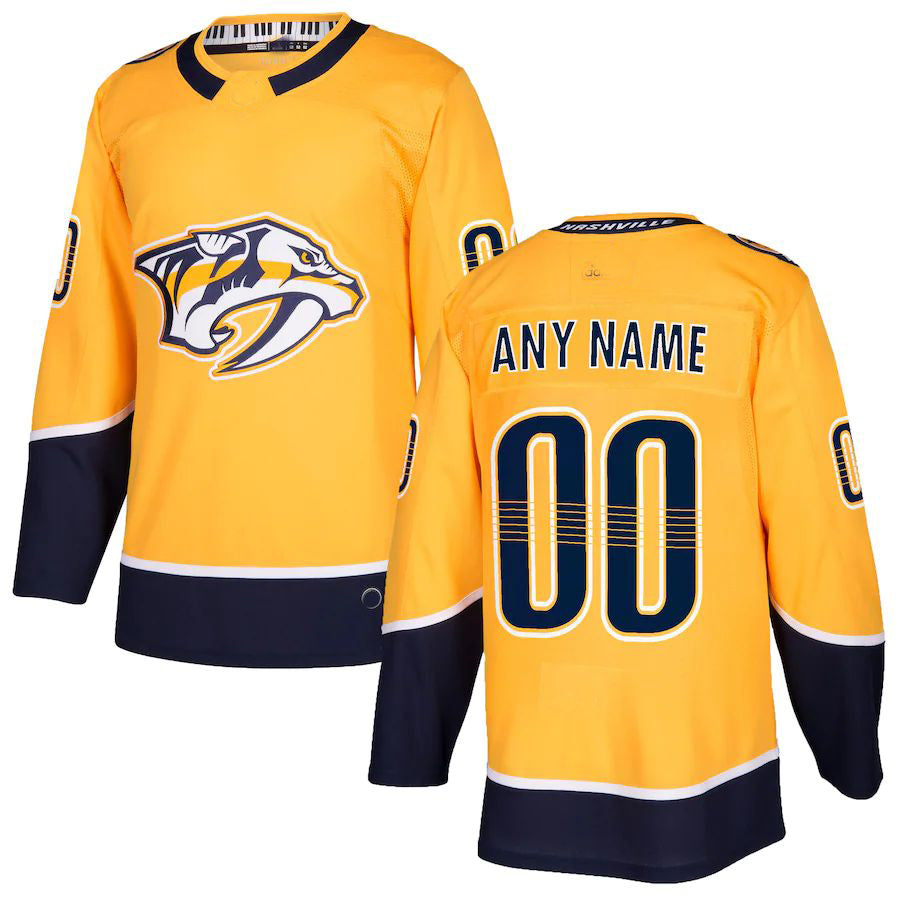 Custom N.Predators Authentic Jersey  Gold Stitched American Hockey Jerseys CustomName