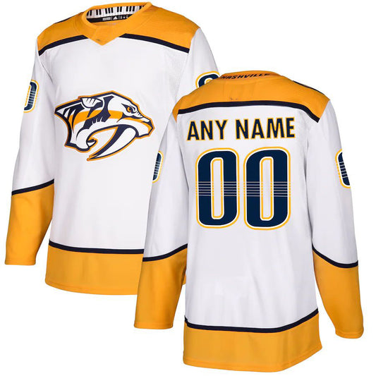 Custom N.Predators Away Authentic Jersey White Stitched American Hockey Jerseys CustomName