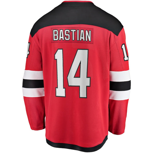 NJ.Devils #14 Nathan Bastian Fanatics Branded Home Breakaway Player Jersey Red Stitched American Hockey Jerseys CustomName