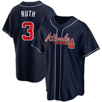 Atlanta Braves #3 Babe Ruth Navy Alternate Jersey Stitches Baseball Jerseys