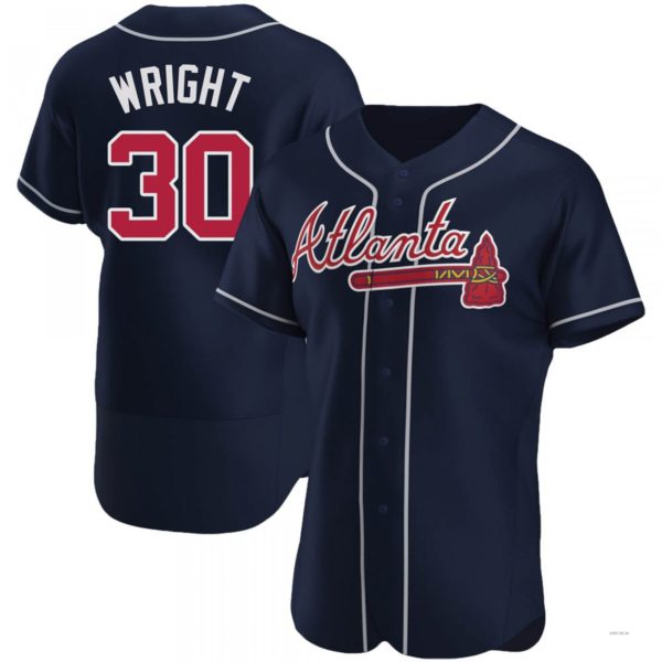 Atlanta Braves #30 Kyle Wright Navy Alternate Jersey Stitches Baseball Jerseys