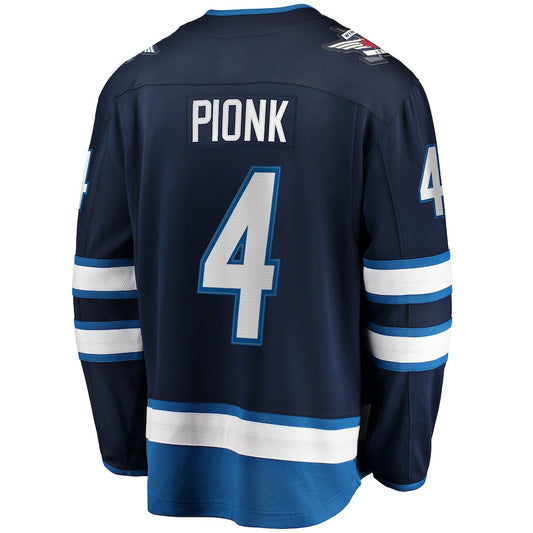 W.Jets #4 Neal Pionk Fanatics Branded Home Breakaway Player Jersey Navy Stitched American Hockey Jerseys CustomName