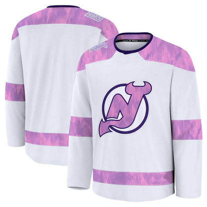 NJ.Devils Fanatics 2024 Hockey Fights Cancer Practice Jersey - White Stitched American Hockey Jerseys CustomName