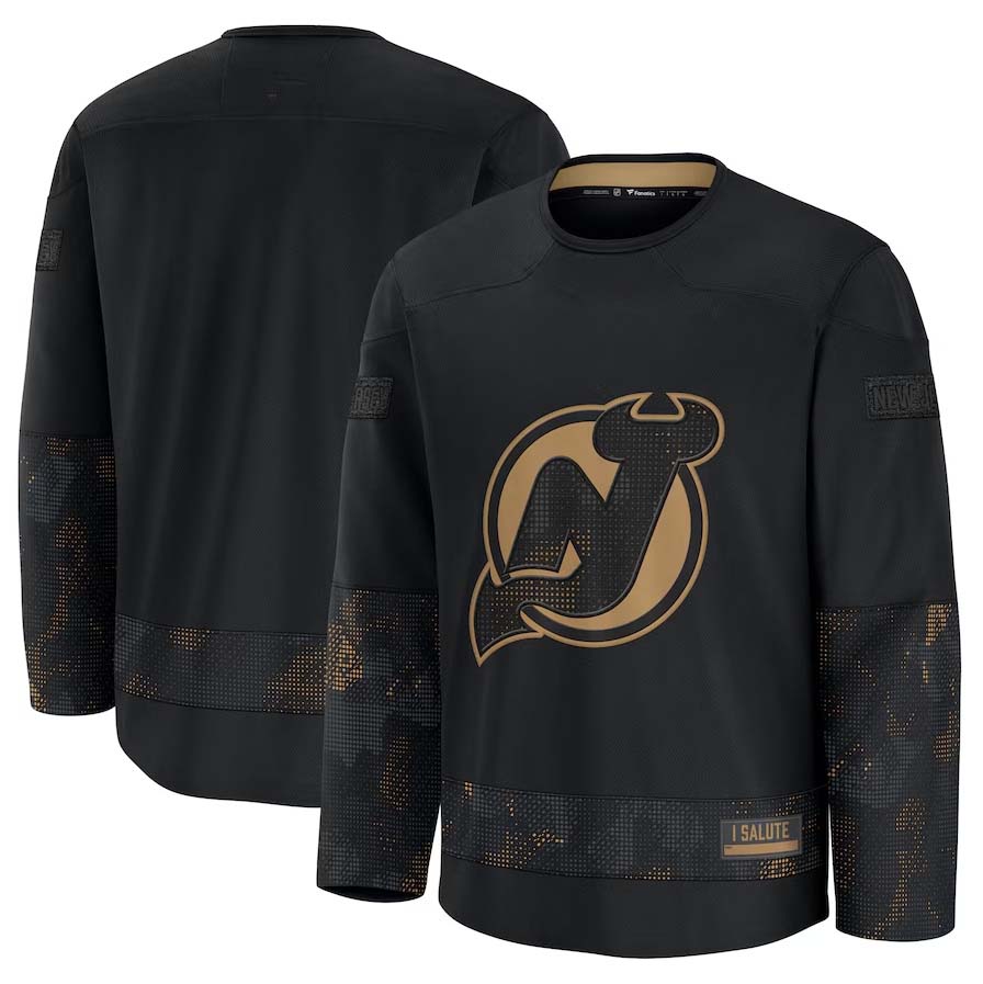 NJ.Devils Fanatics 2024 Military Appreciation Practice Jersey - Black Stitched American Hockey Jerseys CustomName