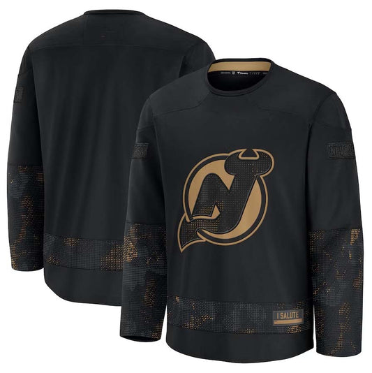NJ.Devils Fanatics 2024 Military Appreciation Practice Jersey - Black Stitched American Hockey Jerseys CustomName