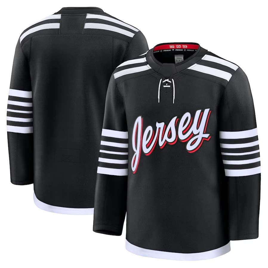 NJ.Devils Fanatics Alternate Premium Jersey - Black Stitched American Hockey Jerseys CustomName