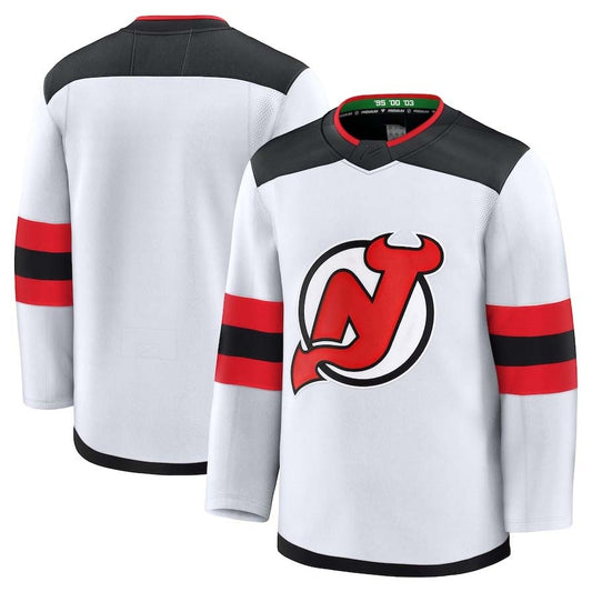 NJ.Devils Fanatics Away Premium Jersey - White Stitched American Hockey Jerseys CustomName