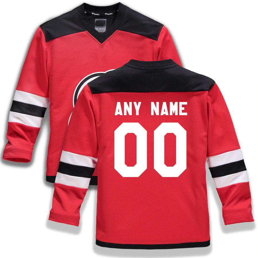 Custom NJ.Devils Fanatics Branded Home Replica Red Stitched American Hockey Jerseys CustomName