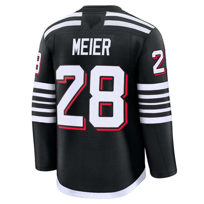 NJ.Devils #28 Timo Meier Fanatics Alternate Premium Jersey - Black Stitched American Hockey Jerseys CustomName