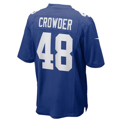 NY.Giants #48 Tae Crowder Royal Team Game Jersey Stitched American Football Jerseys