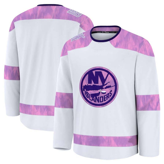 NY.Islanders Fanatics 2024 Hockey Fights Cancer Practice Jersey - White Stitched American Hockey Jerseys CustomName