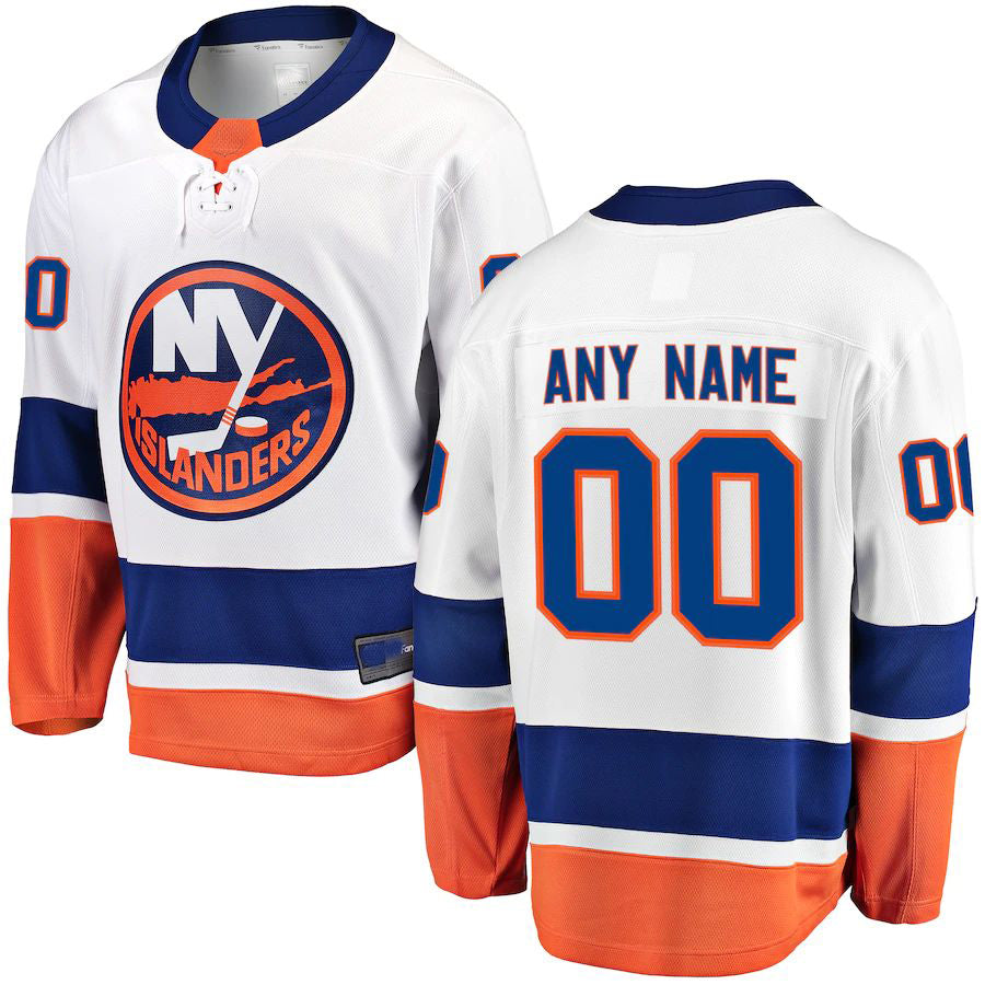 Custom NY.Islanders Fanatics Branded Away Breakaway Jersey White Stitched American Hockey Jerseys CustomName