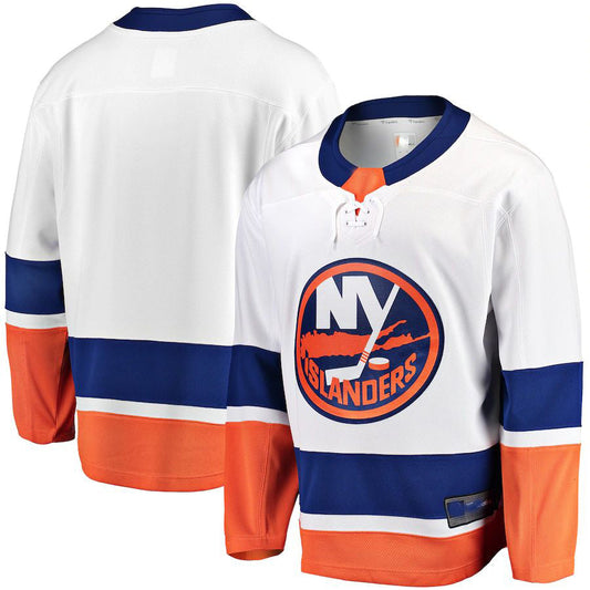 NY.Islanders Fanatics Branded Breakaway Away Jersey White Stitched American Hockey Jerseys CustomName