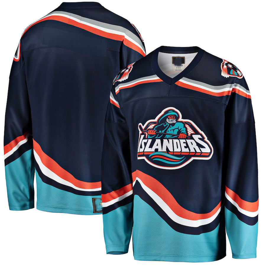 NY.Islanders Fanatics Branded Premier Breakaway Heritage Blank Jersey Navy Stitched American Hockey Jerseys CustomName
