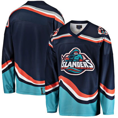 NY.Islanders Fanatics Branded Premier Breakaway Heritage Blank Jersey Navy Stitched American Hockey Jerseys CustomName