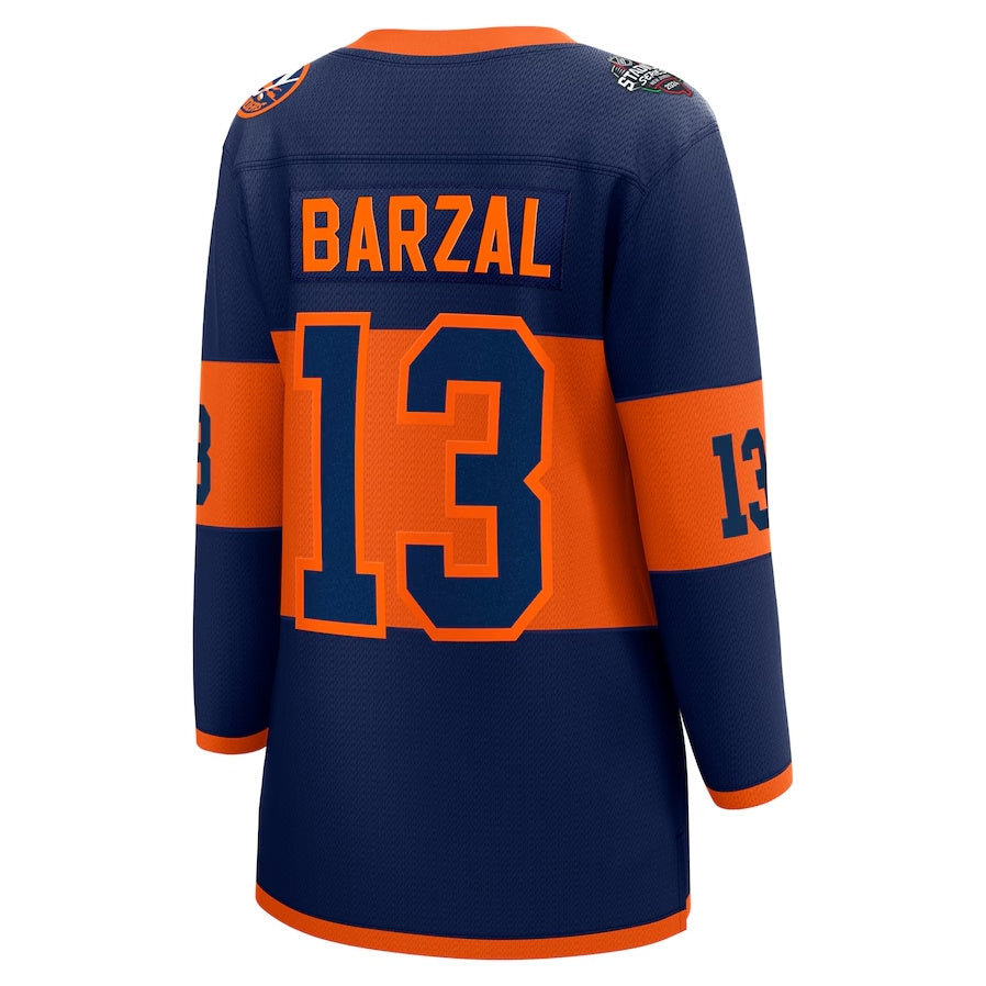 NY.Islanders #13 Mathew Barzal Fanatics 2024 Stadium Series Breakaway Player Jersey ¨C Navy Stitched American Hockey Jerseys CustomName