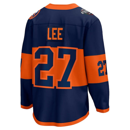NY.Islanders #27 Anders Lee Fanatics 2024 Stadium Series Breakaway Player Jersey ¨C Navy Stitched American Hockey Jerseys CustomName